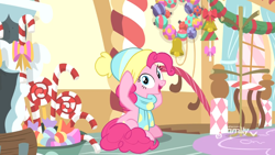 Size: 1920x1080 | Tagged: safe, screencap, pinkie pie, earth pony, pony, best gift ever, clothes, cute, diapinkes, female, hat, mare, scarf, solo