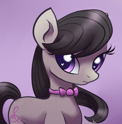 Size: 550x560 | Tagged: safe, artist:tuxisthename, octavia melody, earth pony, pony, bowtie, cute, female, heart eyes, mare, purple background, simple background, solo, tavibetes, wingding eyes