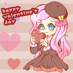 Size: 768x768 | Tagged: safe, artist:めかじき, fluttershy, equestria girls, female, heart, holiday, solo, valentine's day