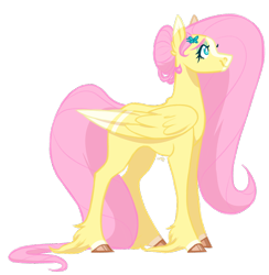 Size: 800x818 | Tagged: safe, artist:wolfyfree, fluttershy, pegasus, pony, alternate hairstyle, blaze (coat marking), colored hooves, colored wings, colored wingtips, female, folded wings, mare, realistic horse legs, simple background, smiling, solo, standing, transparent background, unshorn fetlocks, wings