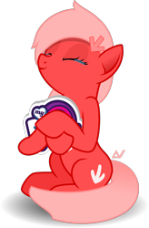 Size: 1900x2892 | Tagged: safe, artist:arifproject, oc, oc:downvote, earth pony, pony, crying, derpibooru, derpibooru ponified, holding, meta, my little pony logo, ponified, simple background, sitting, smiling, solo, tears of joy, transparent background, vector