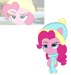 Size: 2053x2161 | Tagged: safe, artist:moonlightdisney5, pinkie pie, earth pony, pony, best gift ever, bust, female, hat, mare, portrait, simple background, solo, transparent background, winter cap