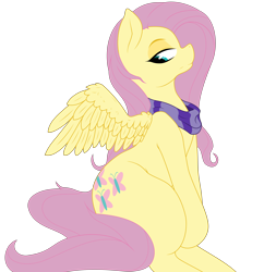 Size: 6032x6243 | Tagged: safe, artist:tre, artist:tyler611, fluttershy, pegasus, pony, absurd resolution, clothes, female, mare, scarf, simple background, sitting, solo, transparent background