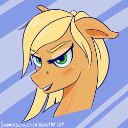 Size: 1920x1920 | Tagged: safe, artist:snowofdestruction, applejack, earth pony, pony, blonde mane, female, mare, missing accessory, orange coat, solo