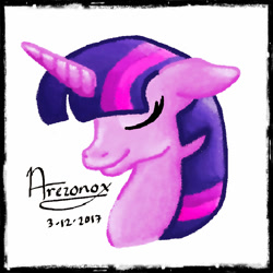 Size: 1000x1000 | Tagged: safe, artist:arezonox, twilight sparkle, pony, bust, portrait, simple background, solo, white background