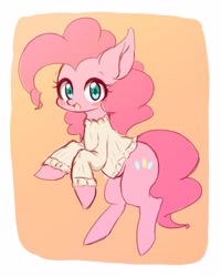 Size: 2732x3415 | Tagged: safe, artist:91o42, pinkie pie, earth pony, pony, abstract background, clothes, cute, diapinkes, female, looking at you, mare, solo, sweater