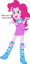 Size: 645x1364 | Tagged: safe, artist:didgereethebrony, edit, pinkie pie, human, equestria girls, belly, dialogue, fat edit, looking at you, simple background, solo, transparent background