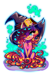 Size: 2893x4092 | Tagged: safe, artist:minamikoboyasy, pinkie pie, earth pony, pony, clothes, costume, female, hair over one eye, halloween, halloween costume, hat, holiday, looking at you, simple background, smiling, solo, transparent background, witch hat