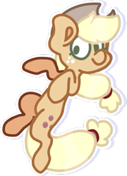 Size: 381x530 | Tagged: safe, artist:olivecow, part of a set, applejack, earth pony, pony, applejack's hat, cowboy hat, cutie mark, female, floating, freckles, hair tie, hat, mare, simple background, smiling, solo, transparent background