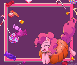 Size: 2600x2200 | Tagged: safe, alternate version, artist:uuunicorn23, pinkie pie, earth pony, pony, eyes closed, female, mare, pumpkin, solo