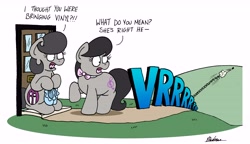 Size: 7843x4526 | Tagged: safe, artist:bobthedalek, dj pon-3, octavia melody, vinyl scratch, oc, oc:mixed melody, oc:octavia's mother, earth pony, pony, unicorn, booties, female, gotta go fast, mother and child, mother and daughter, mothers gonna mother, nope, parent and child, running, vroom