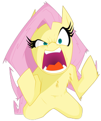 Size: 5459x6572 | Tagged: safe, artist:mickeymonster, artist:tyler611, fluttershy, pegasus, pony, absurd resolution, flutterrage, screaming, shading, simple background, solo, transparent background