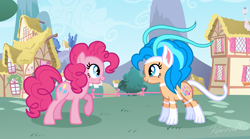 Size: 1123x623 | Tagged: safe, artist:rainbow15s, pinkie pie, pony, crossover, darkstalkers, felicia, ponified, smiling