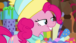 Size: 1280x720 | Tagged: safe, screencap, pinkie pie, earth pony, pony, best gift ever, female, mare, pink coat, pink mane, solo