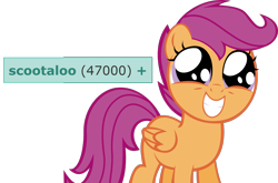 Size: 1550x1020 | Tagged: safe, artist:thumperlikestoast, edit, scootaloo, pegasus, twilight time, cute, cutealoo, derpibooru, meta, milestone, simple background, solo, squee, tags, transparent background, vector