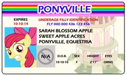 Size: 500x300 | Tagged: safe, artist:doctorxfizzle, apple bloom, earth pony, pony, female, filly, full name, license