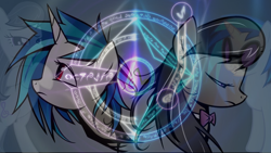 Size: 600x338 | Tagged: safe, artist:blackfire200, artist:yikomega, edit, dj pon-3, octavia melody, vinyl scratch, earth pony, pony, unicorn, fullmetal alchemist, magic, magic circle, wrong eye color