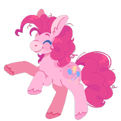 Size: 299x299 | Tagged: safe, artist:horsepaws, pinkie pie, earth pony, pony, big ears, coat markings, colored hooves, cutie mark, ear fluff, eyes closed, female, happy, mare, rearing, simple background, smiling, solo, transparent background, unshorn fetlocks