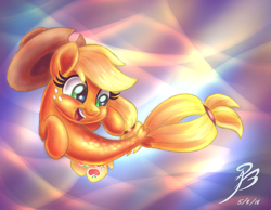 Size: 2765x2142 | Tagged: safe, artist:angelbeedrawings, applejack, seapony (g4), my little pony: the movie, female, seaponified, seapony applejack, solo, species swap, transformation