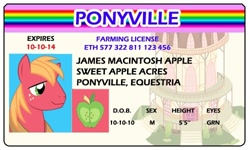 Size: 500x300 | Tagged: safe, artist:doctorxfizzle, big macintosh, earth pony, pony, full name, license, male, stallion