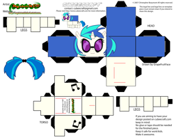 Size: 2979x2354 | Tagged: safe, artist:grapefruitface1, part of a set, dj pon-3, vinyl scratch, pony, unicorn, craft, cubeecraft, female, fixed, high res, papercraft, printable, solo, updated