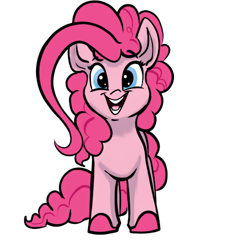 Size: 500x500 | Tagged: safe, artist:greyscaleart, pinkie pie, earth pony, pony, 8 angles of pony collaboration, colored, colored hooves, cute, diapinkes, female, looking at you, mare, open mouth, simple background, smiling, smol, solo, transparent background