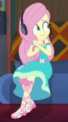 Size: 442x781 | Tagged: safe, screencap, fluttershy, better together, equestria girls, game stream, cropped, gamershy, headphones, headset, solo