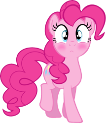 Size: 832x969 | Tagged: artist needed, source needed, safe, edit, edited edit, pinkie pie, earth pony, pony, blushing, confused, female, looking at you, mare, raised leg, simple background, solo, transparent background, vector