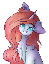 Size: 1761x2294 | Tagged: safe, artist:akumashinko, oc, oc only, pony, unicorn, chest fluff, female, mare, simple background, solo, white background