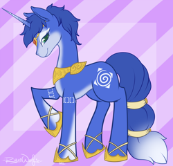 Size: 1008x967 | Tagged: safe, artist:ryunwoofie, pony, unicorn, blue fur, crossover, krystal, nintendo, ponified, rareware, solo, star fox, star fox adventures