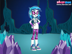 Size: 800x600 | Tagged: safe, artist:user15432, dj pon-3, vinyl scratch, equestria girls, clothes, dressup, glasses, gloves, hasbro, hasbro studios, headphones, leggings, shoes, sneakers, starsue