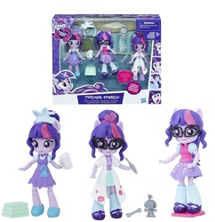 Size: 1194x1231 | Tagged: safe, sci-twi, twilight sparkle, robot, equestria girls, bun, clothes, doll, equestria girls minis, glasses, lab coat, official, outfits, shirt, shoes, simple background, skirt, slippers, socks, stock image, toy, white background