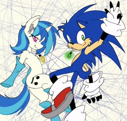 Size: 3500x3311 | Tagged: source needed, safe, alternate version, artist:steelsoul, dj pon-3, vinyl scratch, pony, unicorn, crossover, digital art, jewelry, looking at you, necklace, pony wearing boots, ring, sonic the hedgehog, sonic the hedgehog (series)