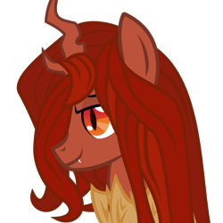 Size: 1058x1058 | Tagged: safe, artist:the smiling pony, oc, oc only, oc:flechette, changeling, pony, .svg available, derpibooru, derpibooru badge, meta, red changeling, simple background, smiling, solo, svg, transparent background, vector