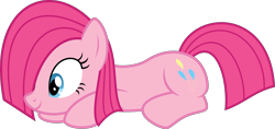 Size: 4500x2118 | Tagged: safe, artist:slb94, pinkie pie, earth pony, pony, cute, cuteamena, diapinkes, hair over one eye, happy, high res, looking at something, pinkamena diane pie, simple background, solo, transparent background, vector