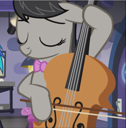 Size: 929x940 | Tagged: safe, screencap, octavia melody, earth pony, pony, slice of life (episode), cello, cropped, eyes closed, floppy ears, musical instrument, playing instrument, relaxed, smiling, solo