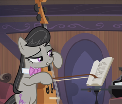 Size: 1104x940 | Tagged: safe, screencap, octavia melody, earth pony, pony, slice of life (episode), bipedal, cello, cropped, musical instrument, pointing, solo