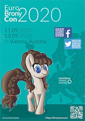 Size: 700x992 | Tagged: safe, artist:michix, oc, oc only, earth pony, pony, 2020, austria, braid, euro bronycon, europe, facebook, female, mare, meta, text, twitter