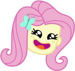 Size: 8024x7595 | Tagged: safe, artist:famousmari5, fluttershy, better together, equestria girls, game stream, absurd resolution, emoji, happy, head only, open mouth, simple background, solo, transparent background, vector