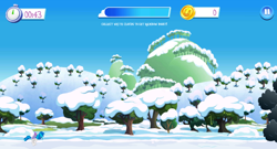 Size: 1024x552 | Tagged: safe, screencap, dj pon-3, vinyl scratch, pony, 2016, clear the skies, gameloft, glimmer wings, hill, running, scenery, snow, tree, winter