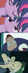 Size: 796x2008 | Tagged: safe, twilight sparkle, bed meme, exploitable meme, luigi, luigi's nightmare, mario, meme, meta, older, super mario, waking up