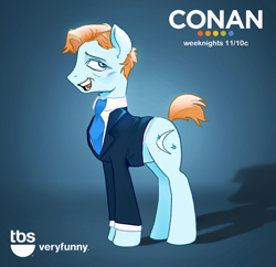 Size: 1332x1292 | Tagged: safe, artist:draw3, earth pony, pony, /mlp/, 4chan, clothes, conan o'brien, drawthread, funny man, meta, necktie, ponified, solo, suit, tbs