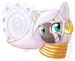 Size: 871x710 | Tagged: safe, artist:meganium, zecora, zebra, alternate hairstyle, bust, portrait, solo