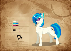 Size: 4200x3000 | Tagged: safe, artist:skitsroom, dj pon-3, vinyl scratch, pony, unicorn, female, mare, reference sheet, solo, sunglasses