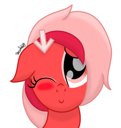 Size: 900x950 | Tagged: safe, artist:xxxdavid09xxx, oc, oc only, oc:downvote, earth pony, pony, cute, derpibooru, derpibooru ponified, earth pony oc, female, floppy ears, hairclip, happy, looking at you, looking up, looking up at you, mare, meta, ponified, signature, simple background, solo, transparent background