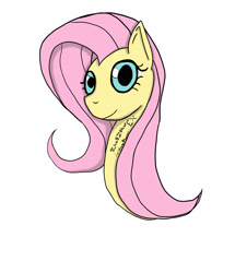 Size: 1964x2176 | Tagged: safe, artist:zhaozoharex, fluttershy, pegasus, pony, bust, colored, digital art, female, looking at you, mare, signature, simple background, solo, white background