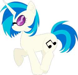 Size: 1002x958 | Tagged: safe, artist:quartziie, dj pon-3, vinyl scratch, pony, unicorn, raised hoof, simple background, solo, transparent background