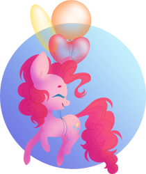 Size: 5000x5966 | Tagged: safe, artist:belka-sempai, pinkie pie, earth pony, pony, absurd resolution, balloon, cute, cutie mark, eyes closed, female, floating, hooves, lineless, mare, open mouth, simple background, smiling, solo, then watch her balloons lift her up to the sky, transparent background