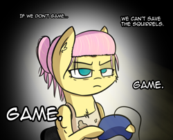 Size: 1876x1514 | Tagged: safe, artist:artiks, fluttershy, pony, better together, equestria girls, game stream, alternate hairstyle, chair, controller, female, frown, gaming, solo, tired