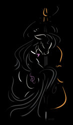 Size: 2303x3954 | Tagged: safe, artist:annitart, octavia melody, earth pony, pony, black background, cello, doodle, musical instrument, signature, simple background, solo